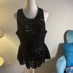 Haute Monde Elegant Black Lace Sleeveless Top